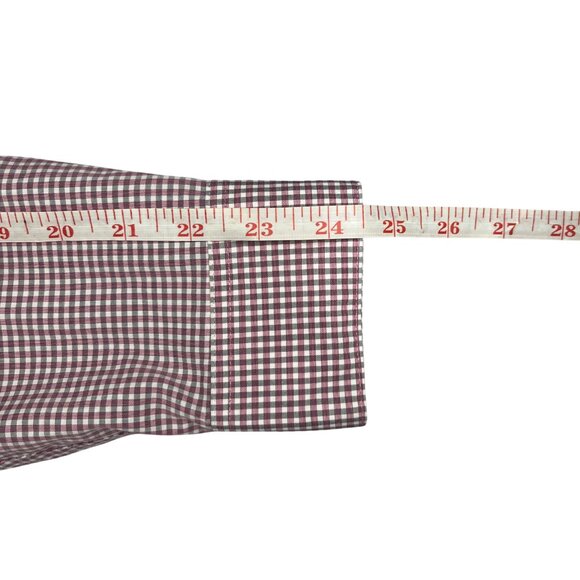Calvin Klein Men's Button Down Shirt Sz M,15.5 32/33 Burgundy Checkered Non Iron - Picture 9 of 10